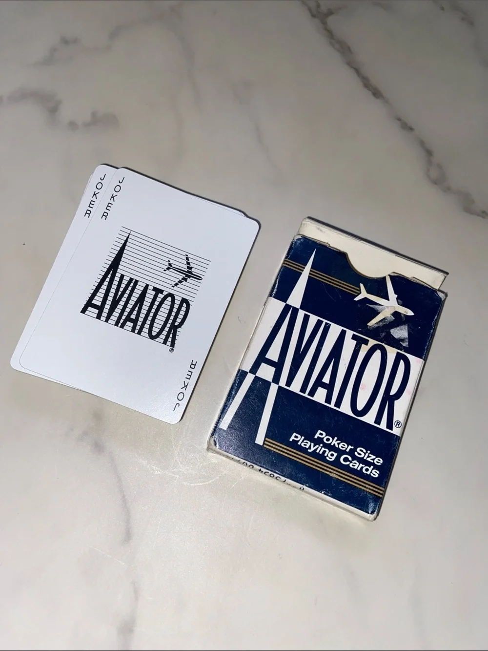 Aviator Poker Size Playing Cards - Navy Blue made in USA
